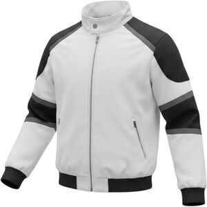 Xray Jeans Mens Moto Bomber Jacket White Black Colorblock Mesh Zip Up Medium